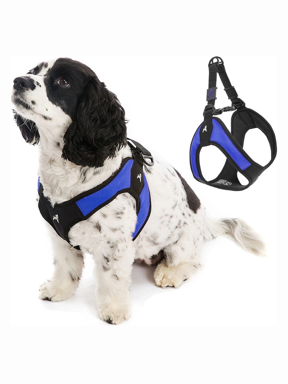 Adjustable Blue Medium No-Pull Padded Dog Harness - Gooby